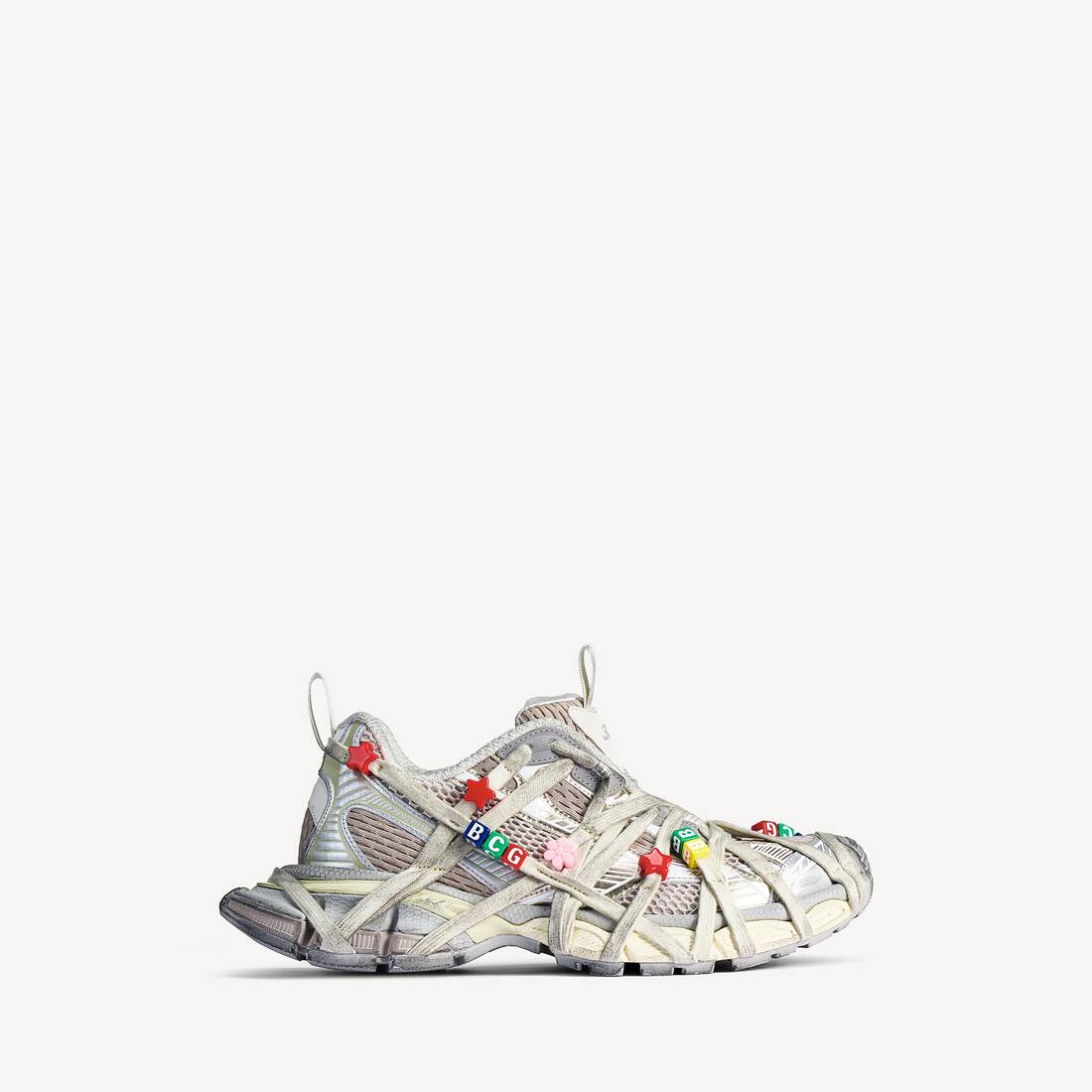 Zapatilla de cordones extremo para hombre 3XL en blanco perla/multicolor