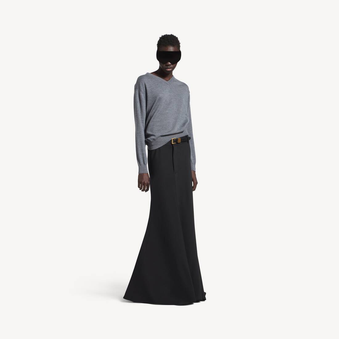 Sweater de cuello en V para mujer en gris heather