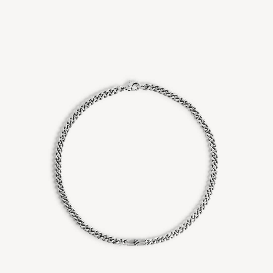 Collar delgado Bb Icon para hombre en plata antigua
