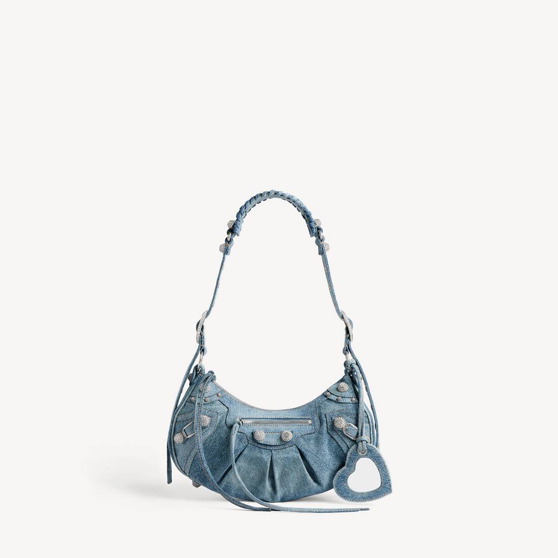 Bolso de Hombro para Mujer Le Cagole Pequeño con Brillantines en Azul