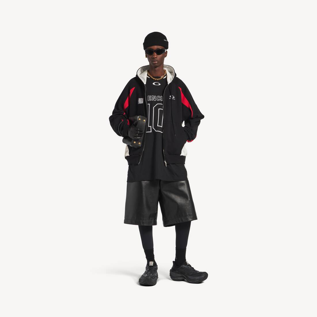 Hoodie oversize con cremallera de Balenciaga para hombre | Colaboración NBA en negro/multicolor