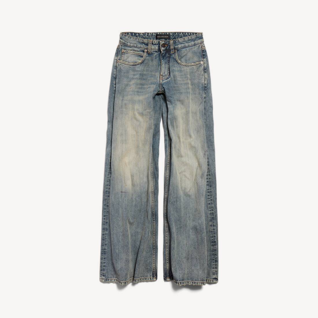 Pantalones holgados de cintura baja para mujer en azul