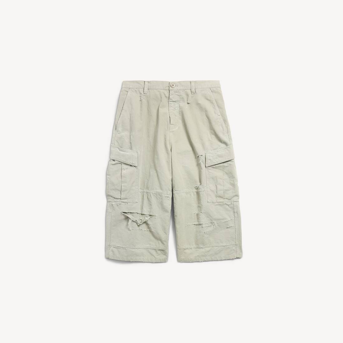 Pantalones de campaña cortos para hombre en beige militar