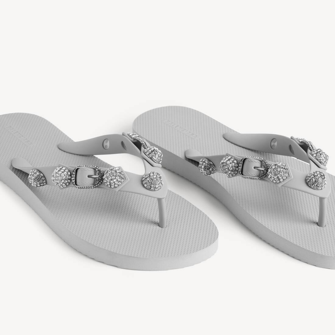 Sandalia de tiras para mujer Cagole en gris Balenciaga/cristal