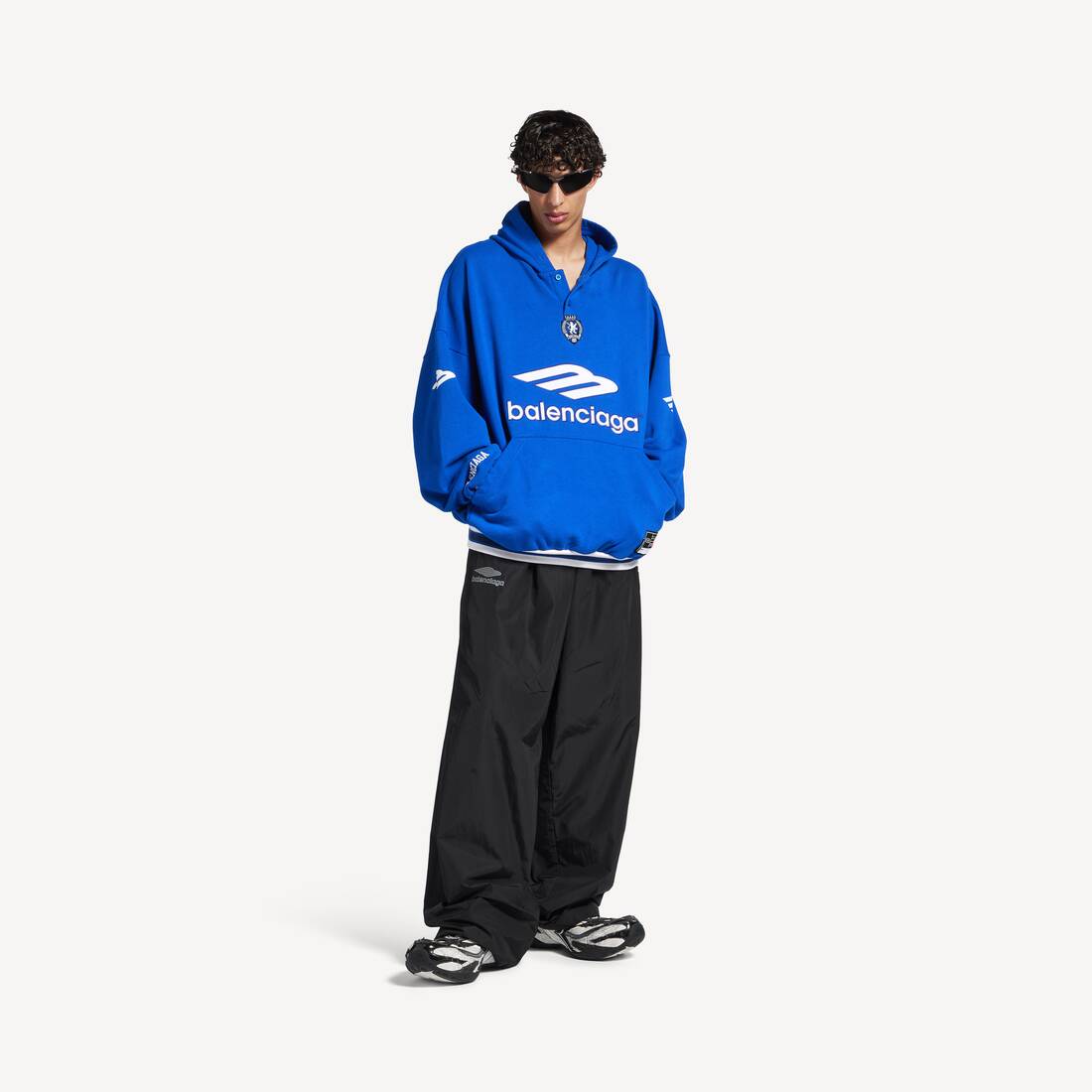 Chándal de fútbol polo para hombre en azul real/blanco