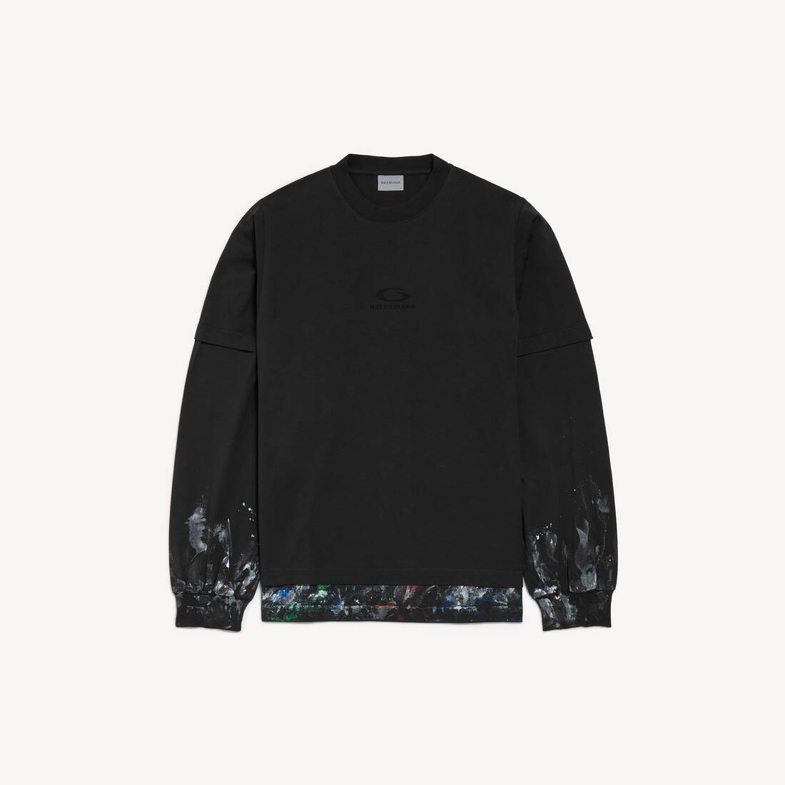 Camiseta doble híbrida para hombre en negro