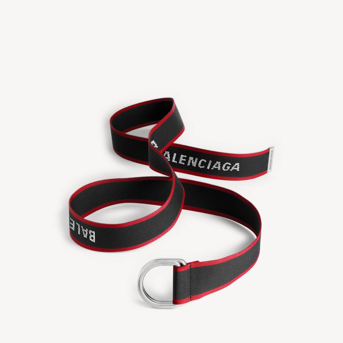 Cinturón para hombre con anillo D en negro/rojo