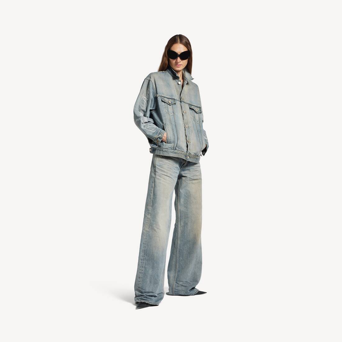 Chaqueta para Mujer de Corte Regular en Gris Helecho/Azul