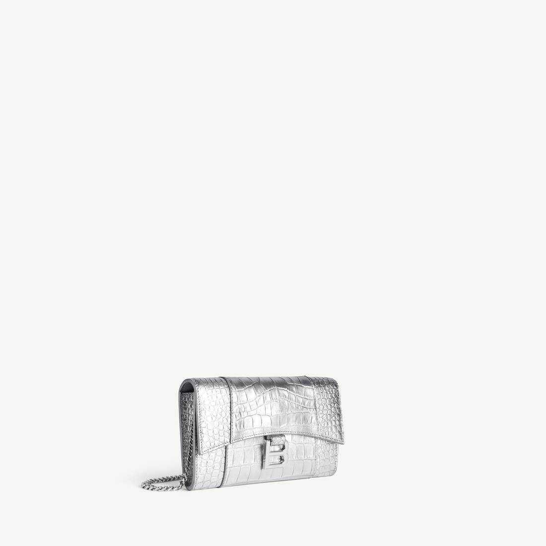 Billetera de Forma de Reloj de Arena para Mujer con Cadena en Plata
