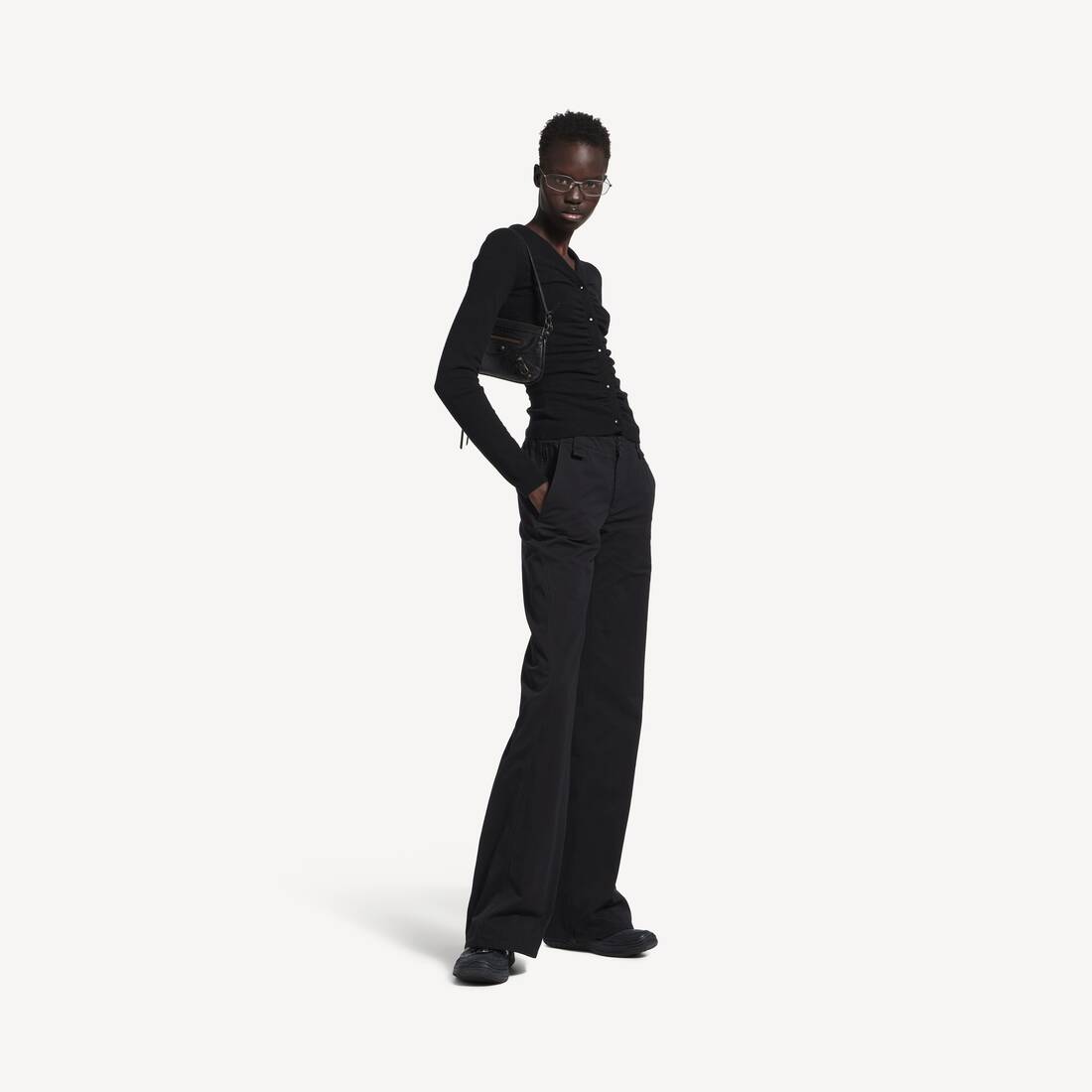 Cardigan con volantes para mujer en negro