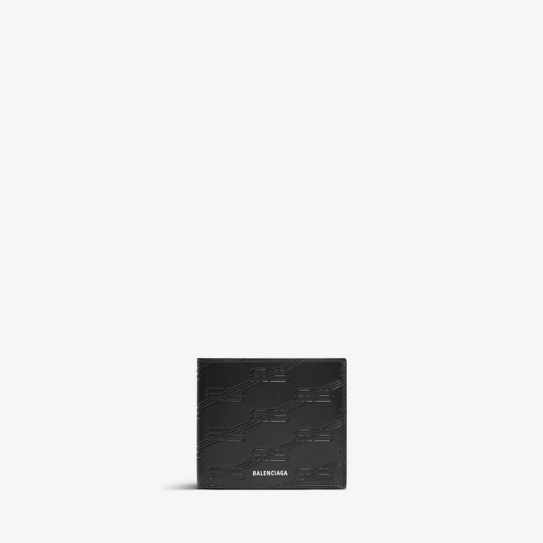 Cajón de billetera plegable cuadrada con monograma estampado para hombre en negro