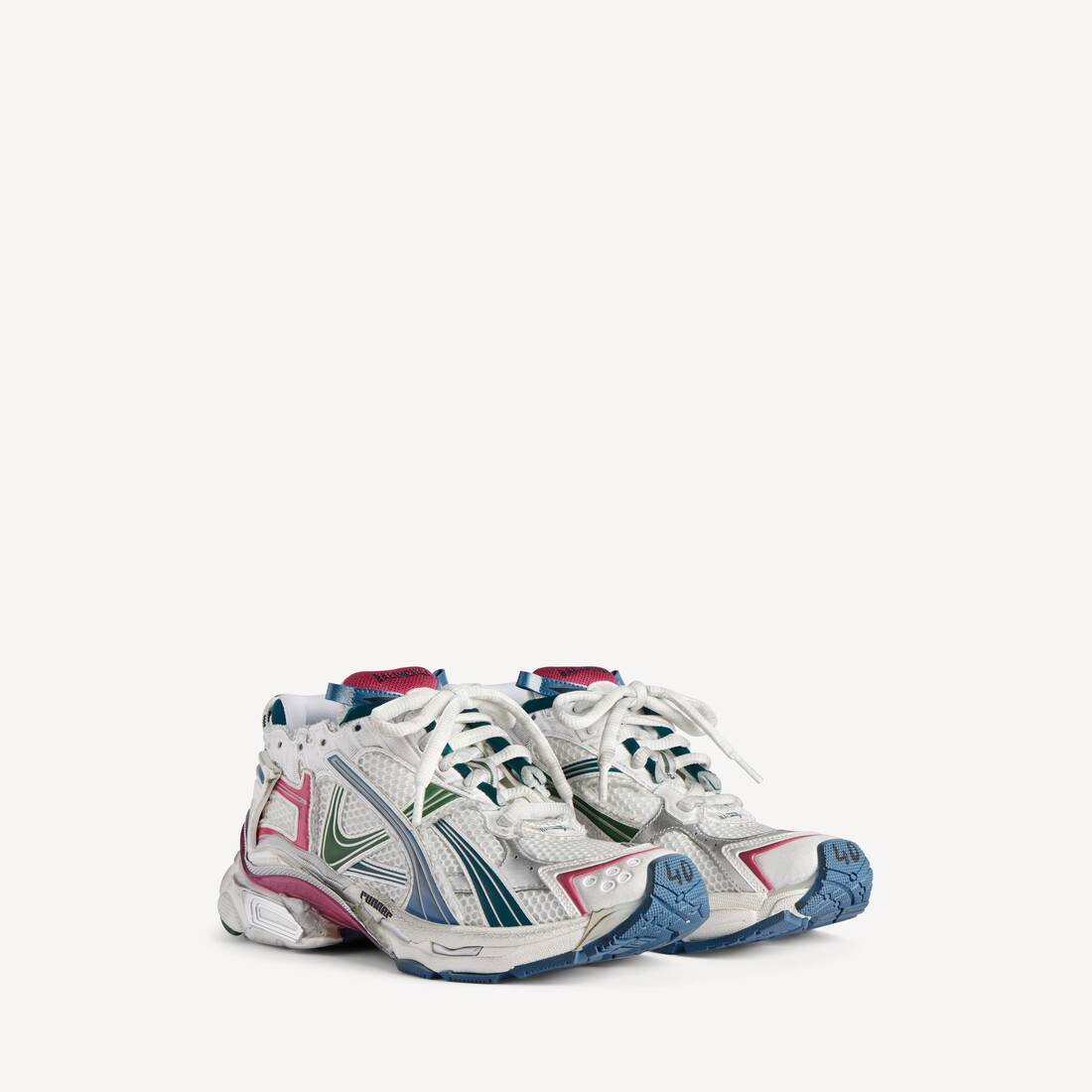 Zapatilla deportiva para mujer en blanco/verde oscuro/azul/rosa