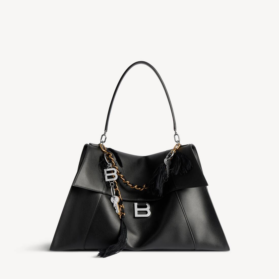 Bolso de mano suave para mujer grande en negro