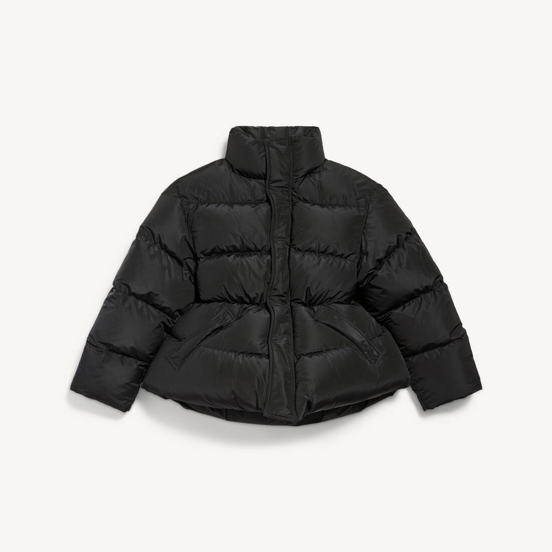 Chaqueta acolchada de silueta reloj de arena para mujer en negro