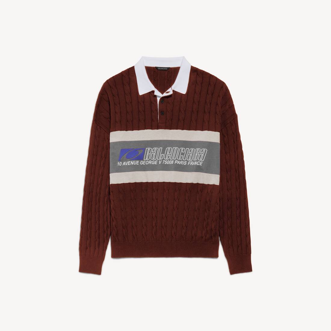 Polo deportivo con parches en bloque para hombre en burdeos/multicolor