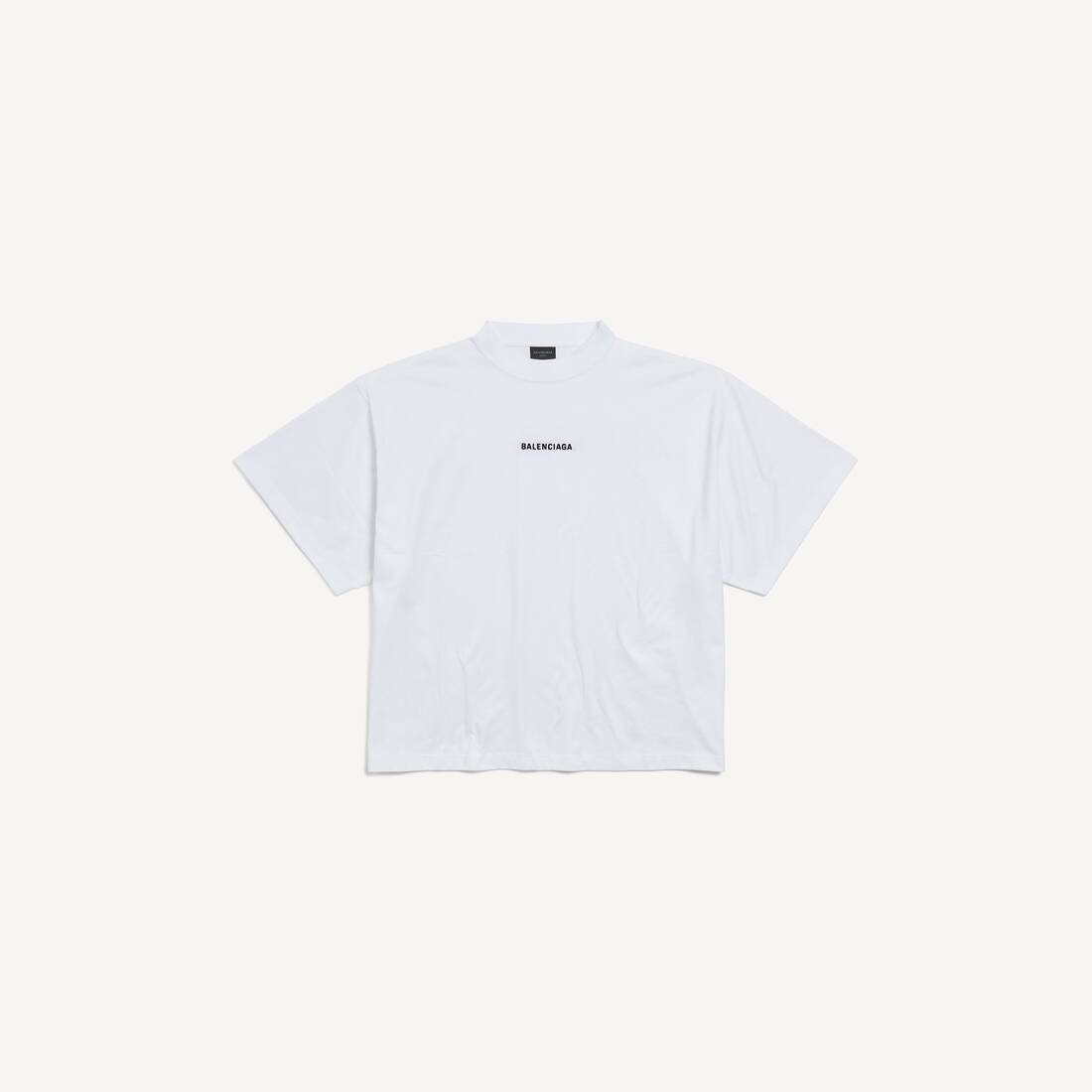 Camiseta corta de mujer Balenciaga con estampado en la espalda en blanco/negro