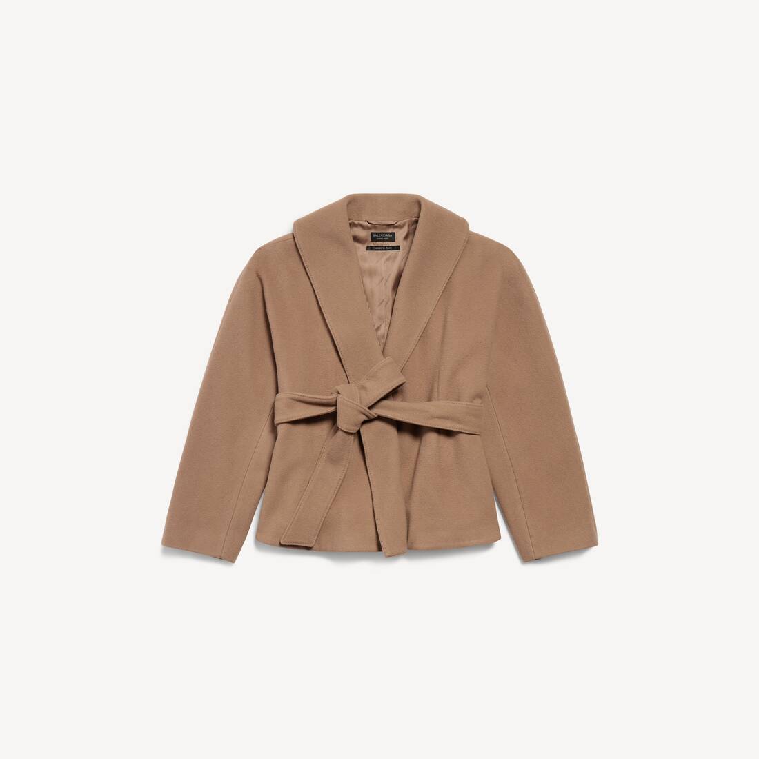 Chaqueta Corta de Mujer con Cinturón en Camel