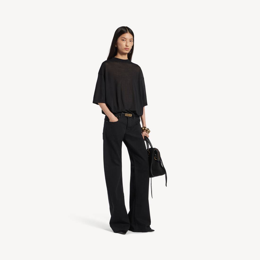 Body de camiseta oversize para mujer en negro