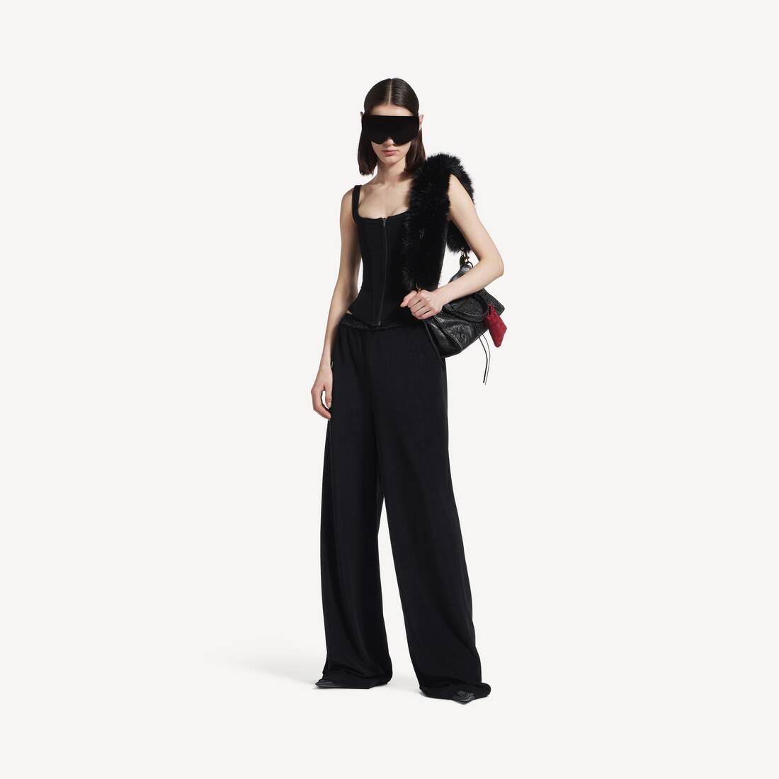 Pantalones de pijama de encaje para mujer en negro