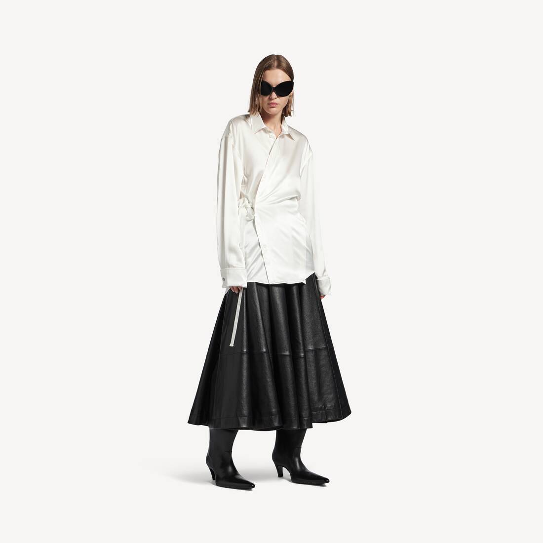 Camisa tipo envolvente para mujer en marfil