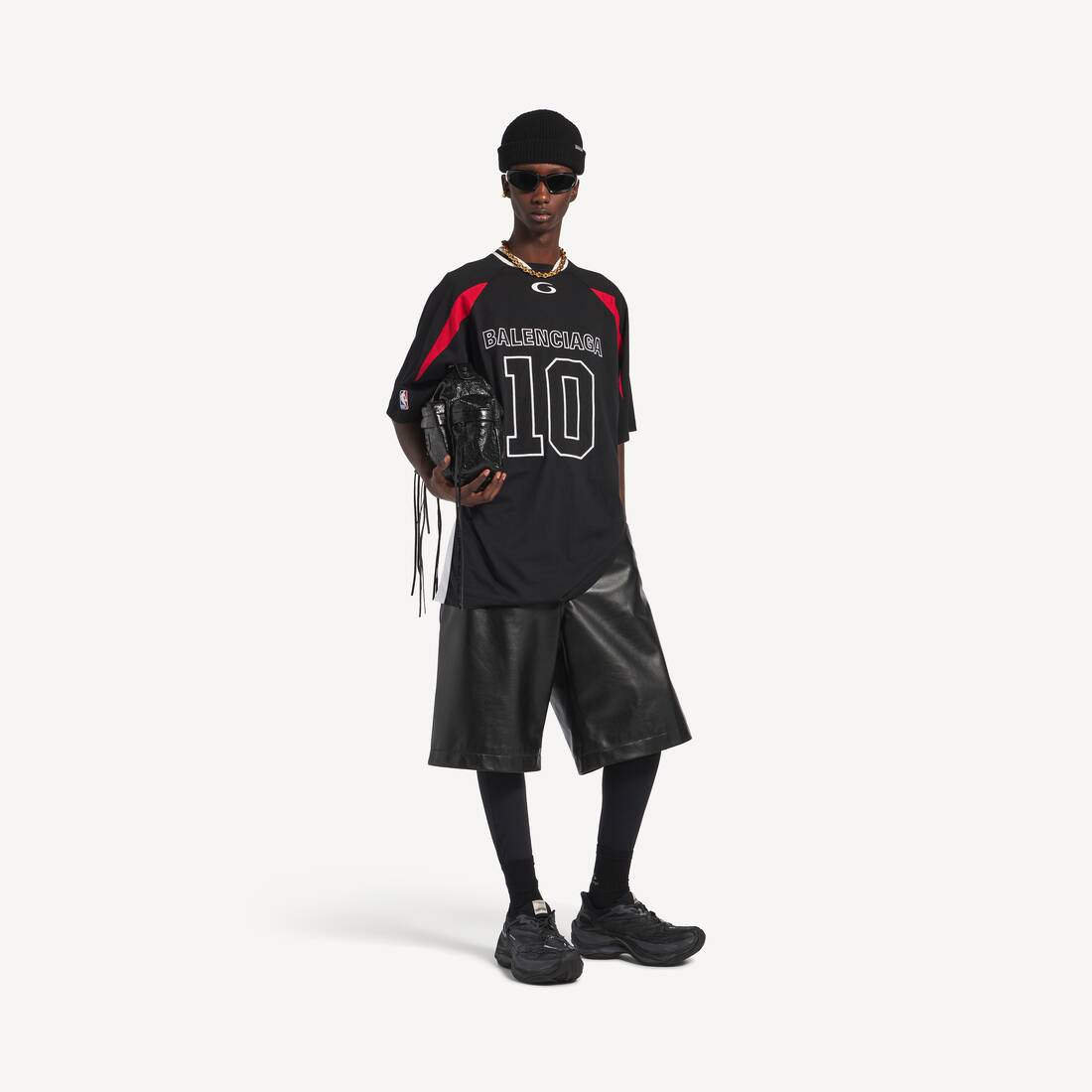 Camiseta Oversized de Balenciaga para Hombre | Colaboración NBA en Negro/multicolor