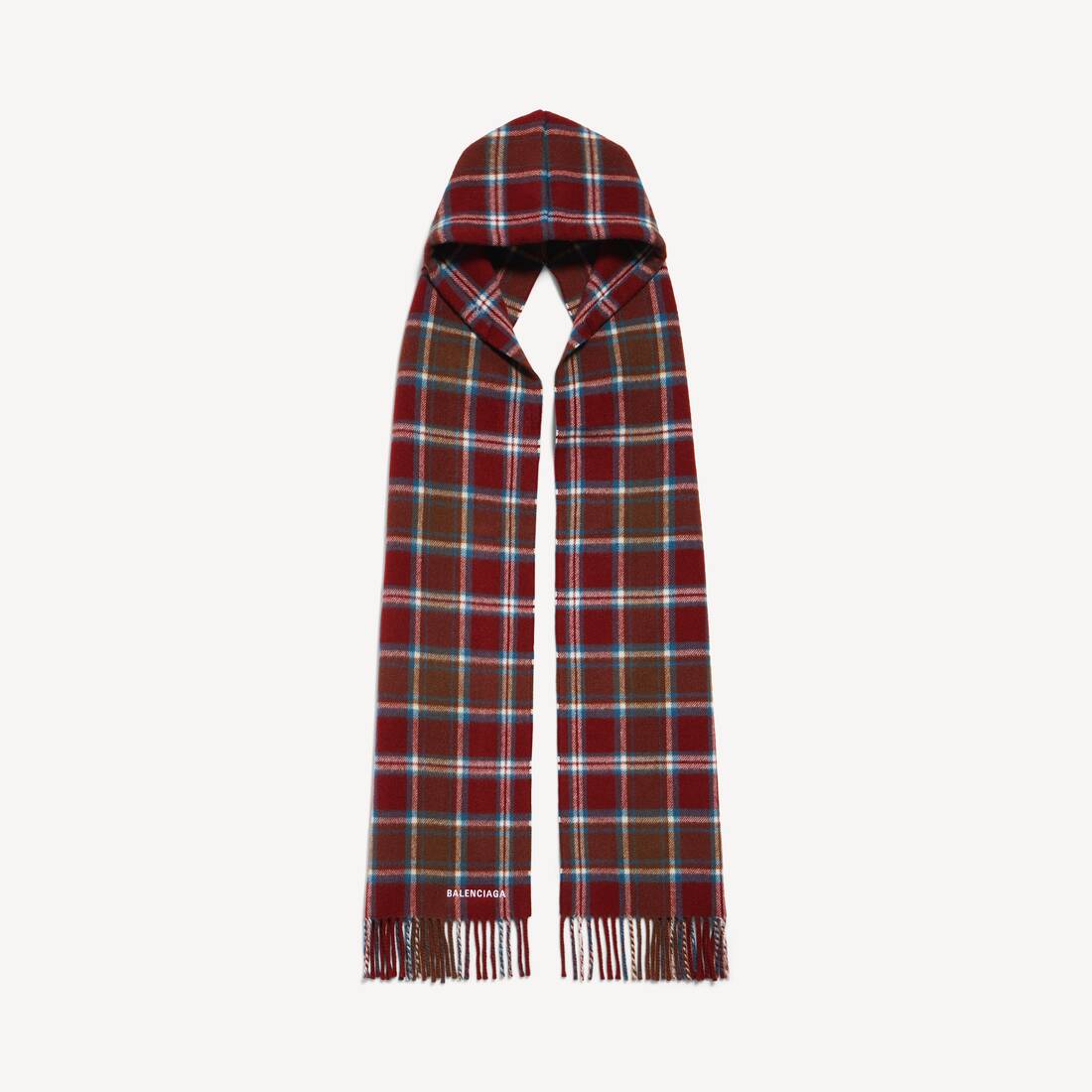 Bufanda con capucha para hombre en burdeos