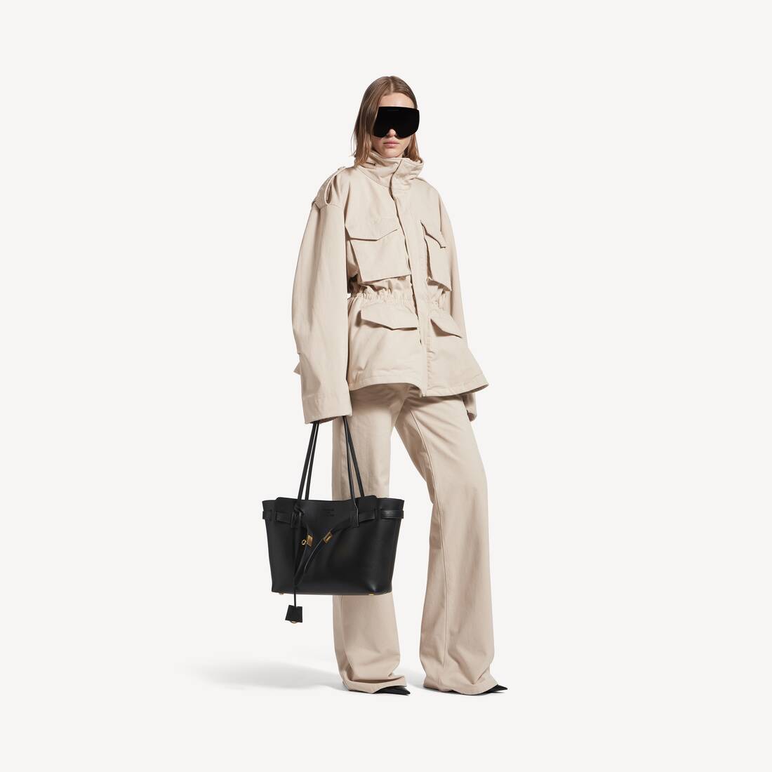 Parka de Silueta de Arena para Mujer en Beige Claro