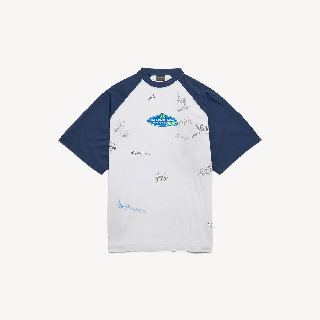 Camiseta Oversized de manga raglán para hombre en blanco sucio/azul