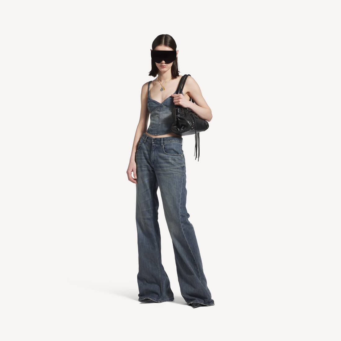 Top ajustado para mujer en azul
