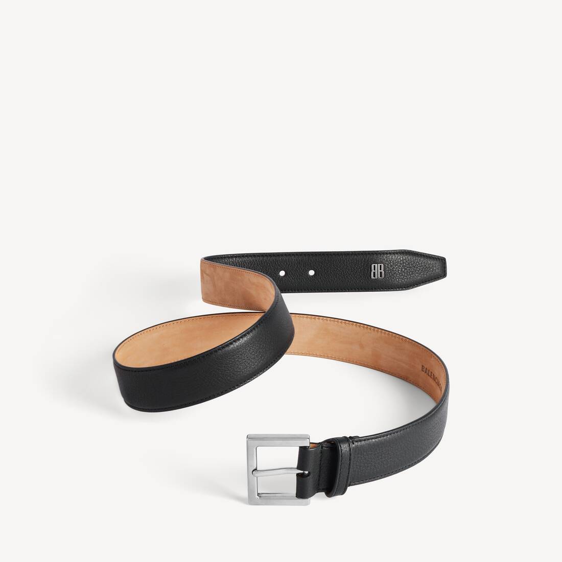 Cinturón para hombre con logo pequeño en negro