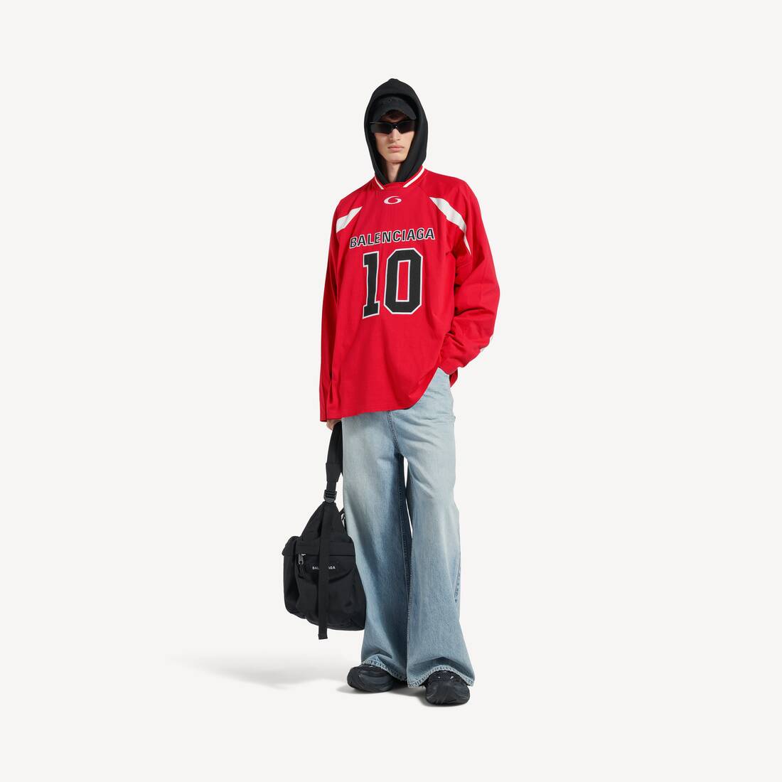 Hombre Balenciaga | Camiseta de manga larga oversize con colaboración NBA en rojo/multicolor