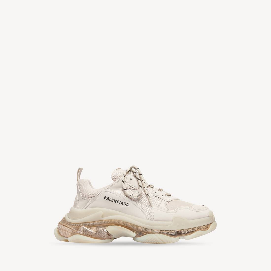 Zapatilla masculina Triple S con suela transparente en blanco