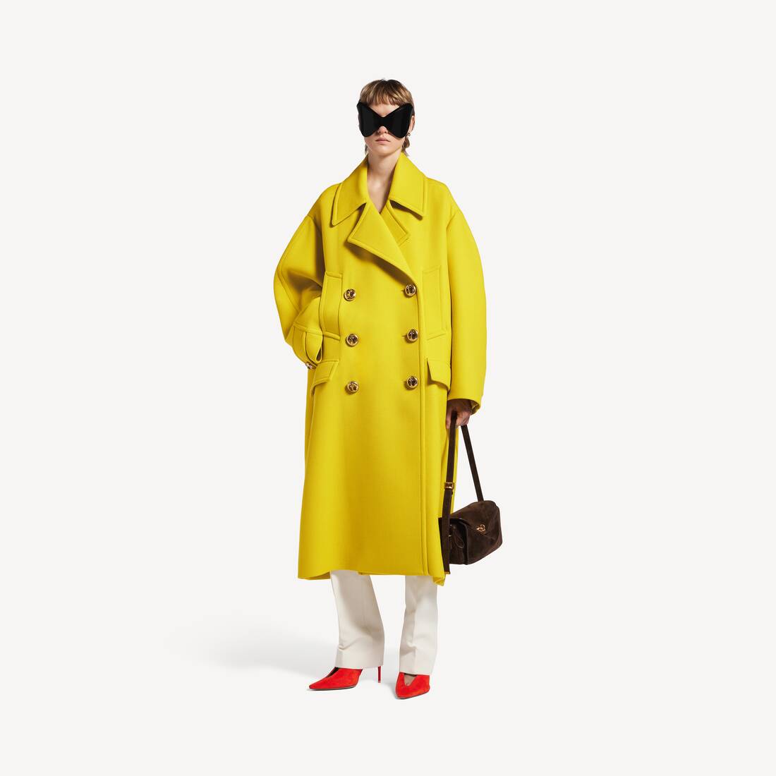 Abrigo largo para mujer en amarillo