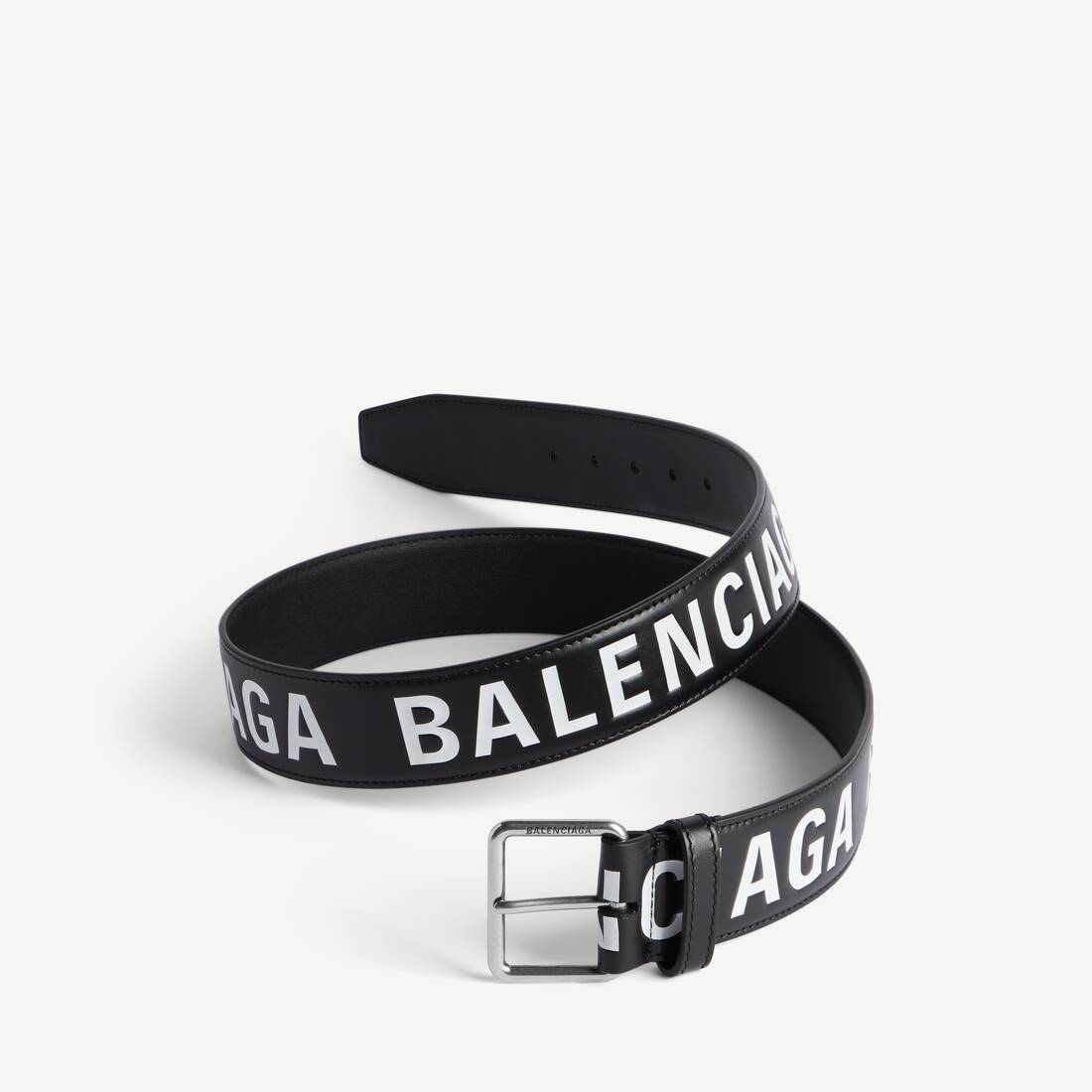 Cinturón de letras estampadas para hombre en negro/blanco