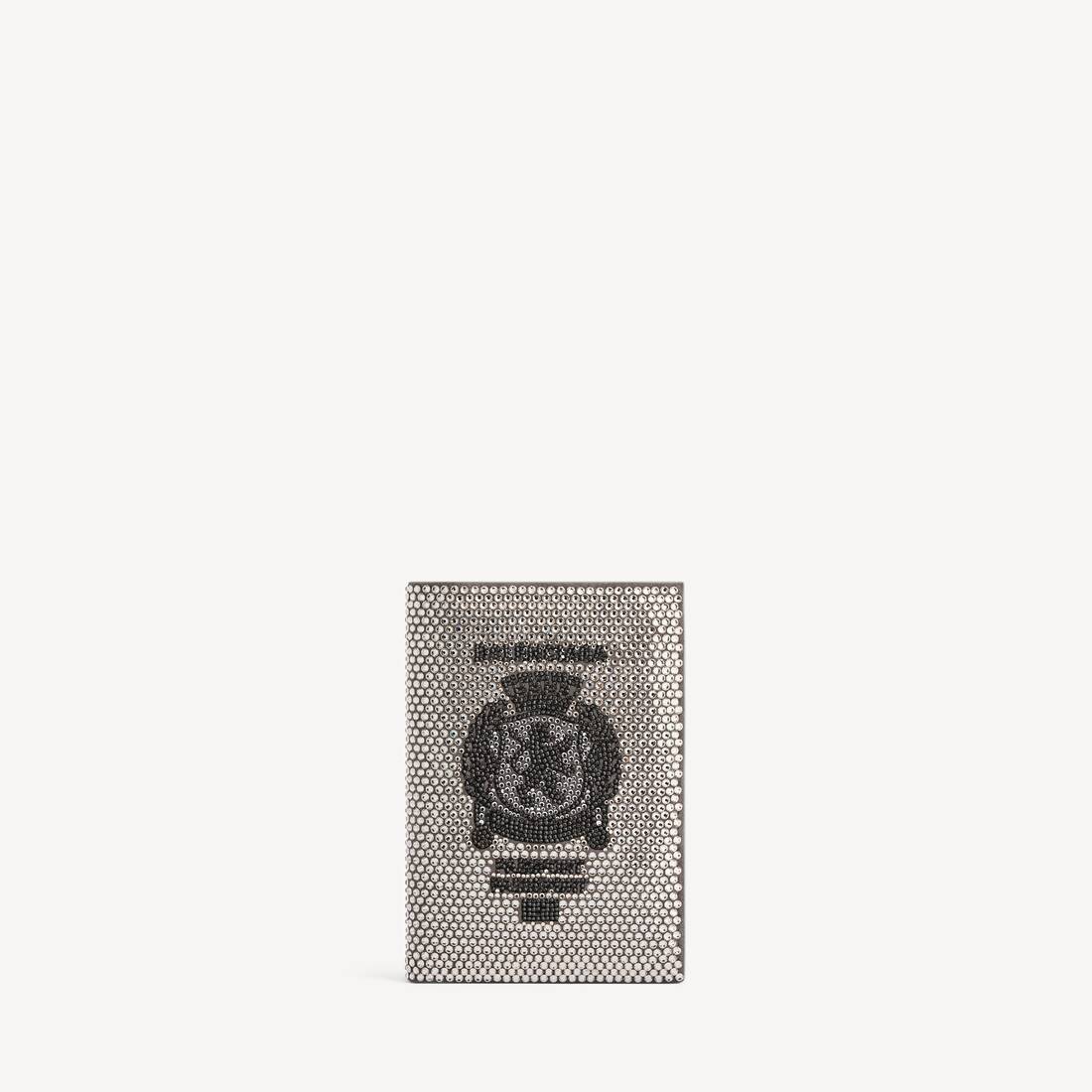 Portapasaporte para Hombre con Strass en Gris Humo