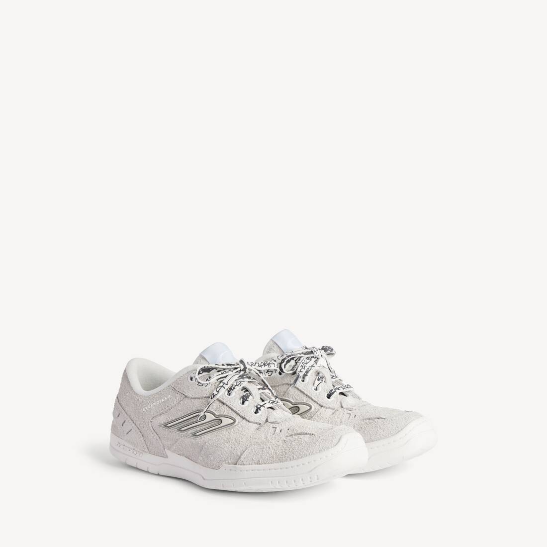 Zapatilla de Piel de Ternera Suede para Hombre en Blanco Oficina/Negro