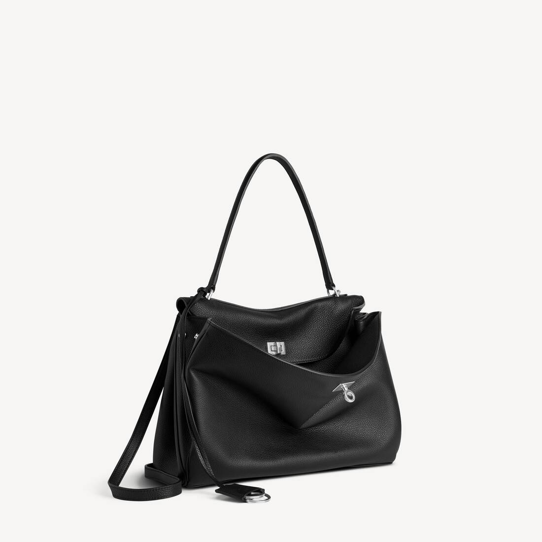 Bolso de Mujer Rodeo Mediano en Cuero de Ternera Gris Oscuro