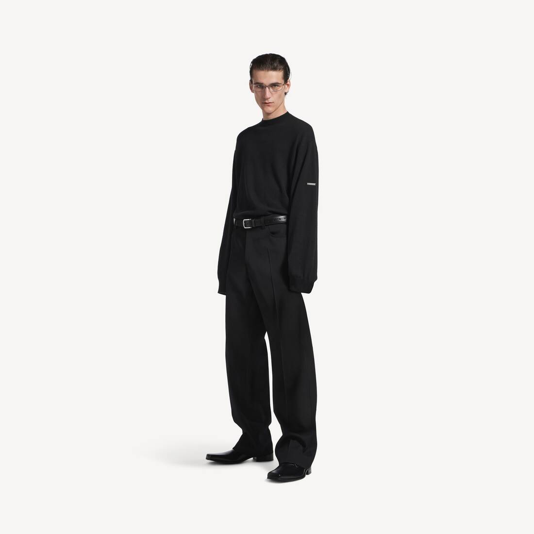 Sweater de cuello redondo para hombre en negro