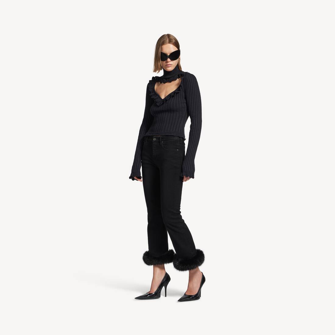 Top de corazón para mujer en negro