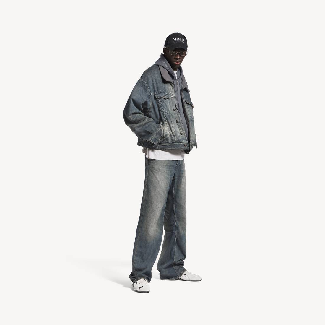 Chaqueta de mezclilla forrada con capas para hombre en azul