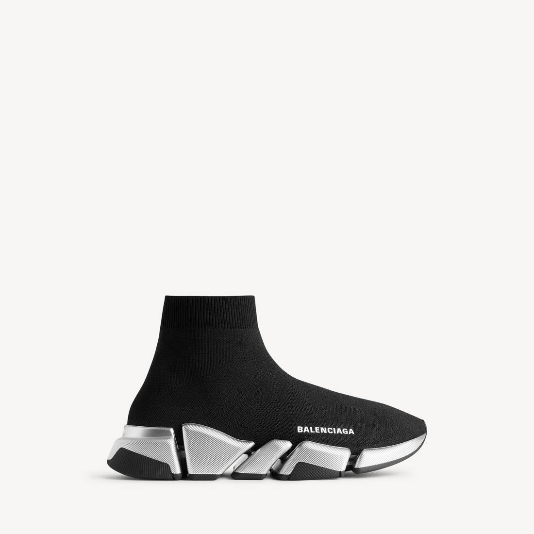 Zapatilla de mujer Speed 2.0 de punto reciclado en negro/plata