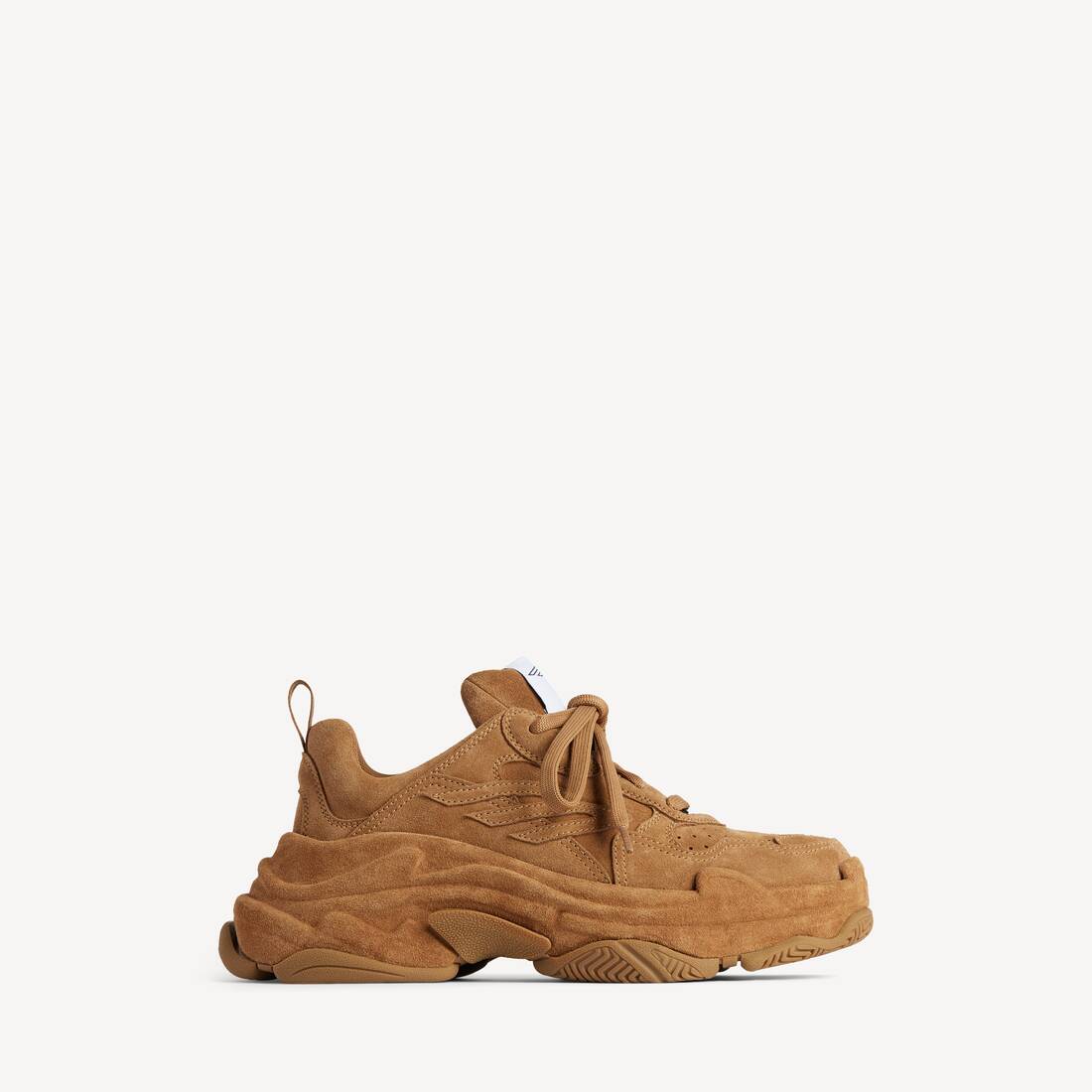 Zapatilla deportiva de cuero de gamuza triple S para mujer en marrón