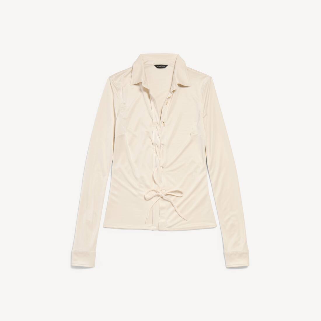 Camisa de cordones para mujer en beige champaña