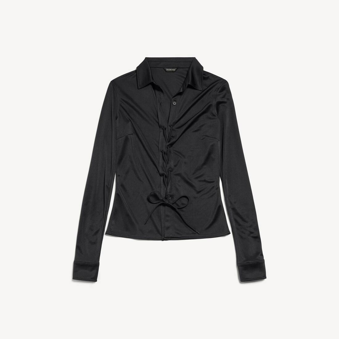 Camisa de cordones para mujer en negro