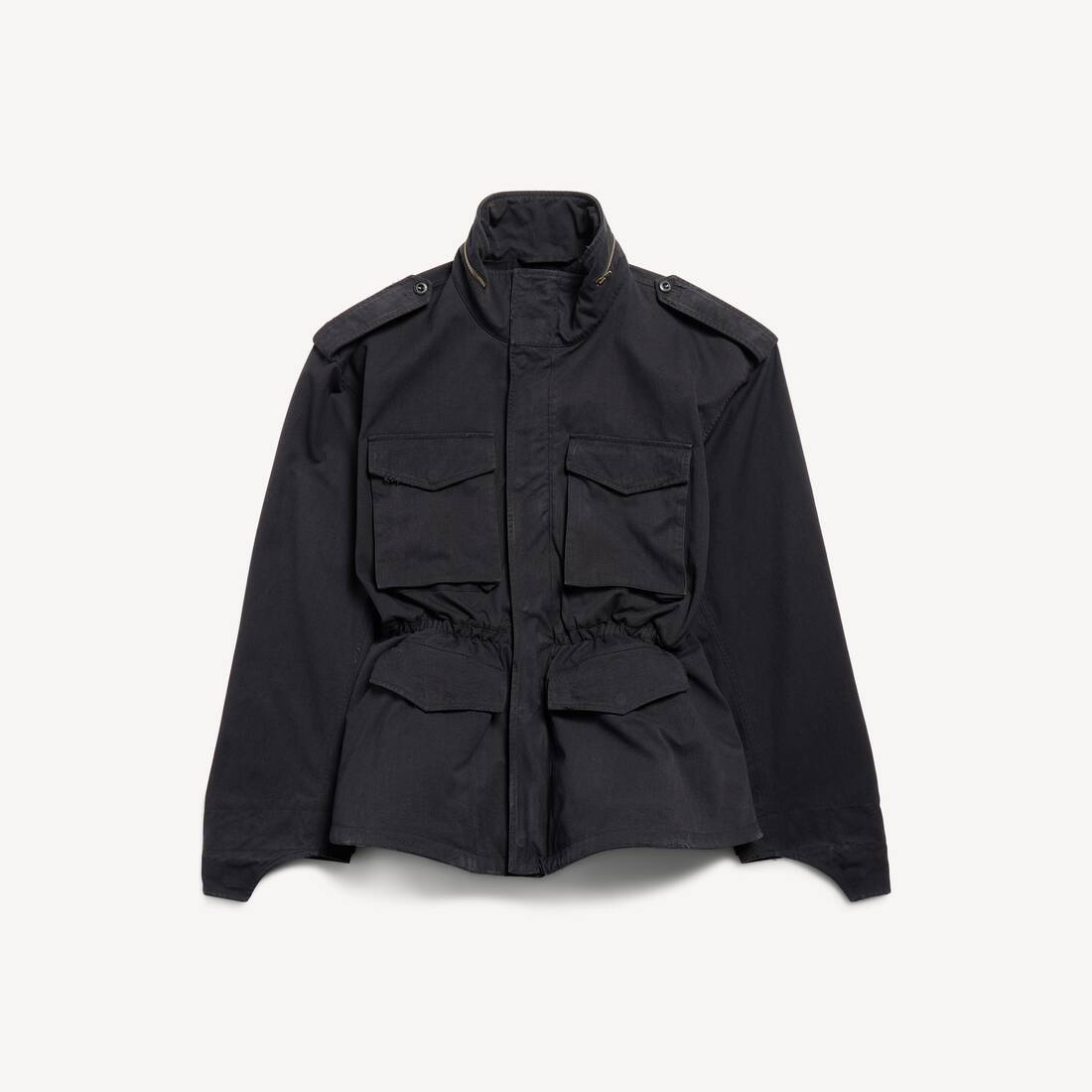 Parka de forma de reloj de arena para mujer en negro