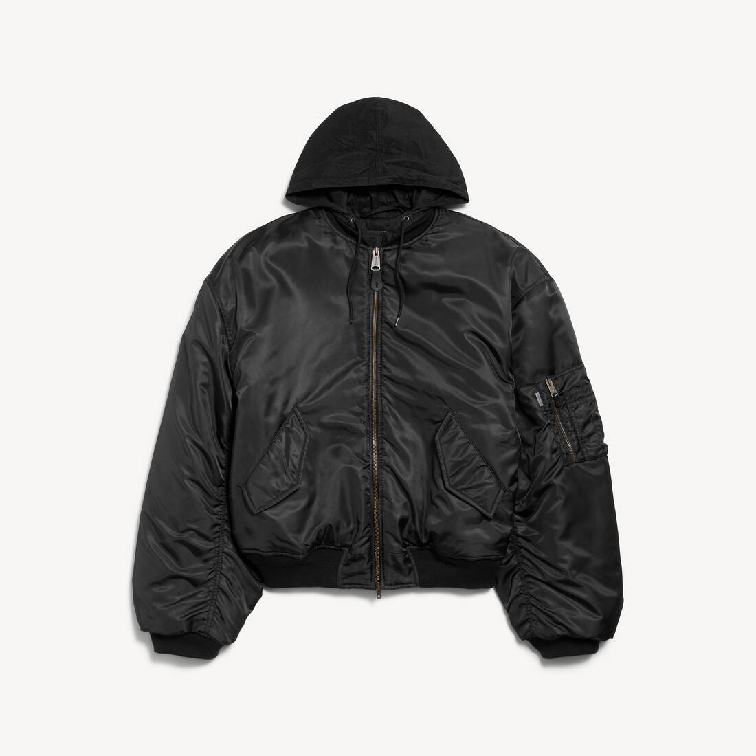 Chaqueta bomber con capucha para hombres en negro