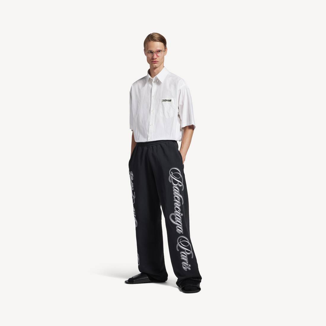 Pantalones holgados de cursive para hombre en negro/blanco