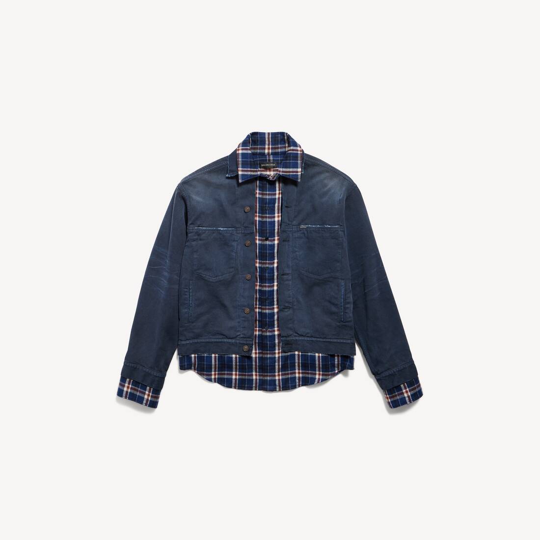 Chaqueta de camisa para hombre con parches en azul marino/azul oscuro sucio
