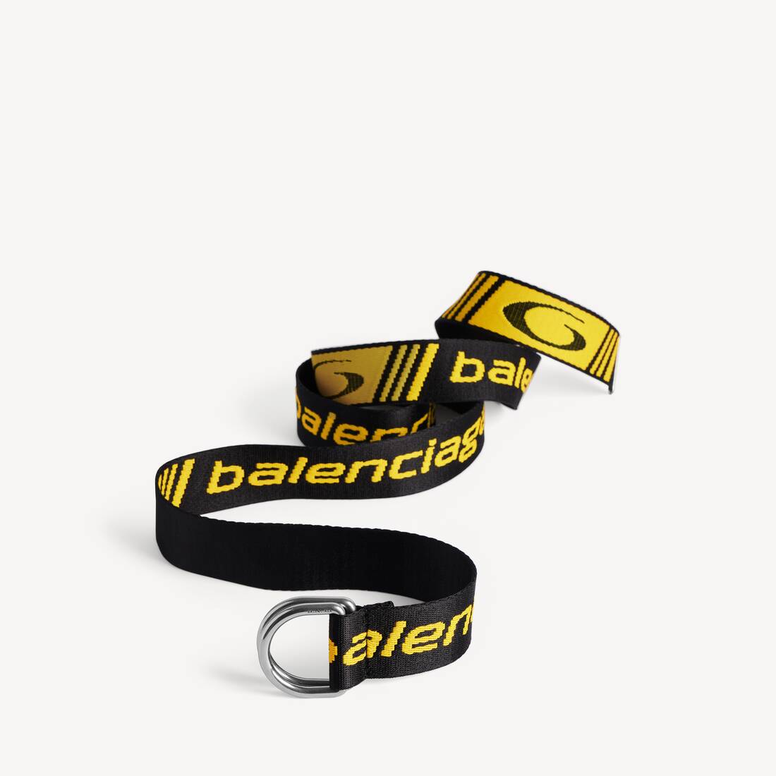 Cinturón para hombre con anillo D en negro/amarillo
