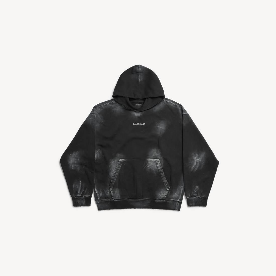 Hoodie trasero de Balenciaga para hombre, talla media, negro y blanco desgastado